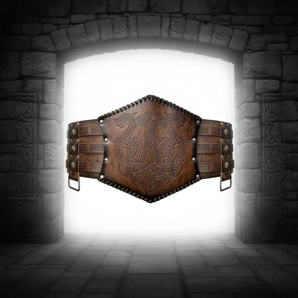 Medieval Viking Wear Wide PU Leather Belt Armor Costume Heavy Embossed Waistband