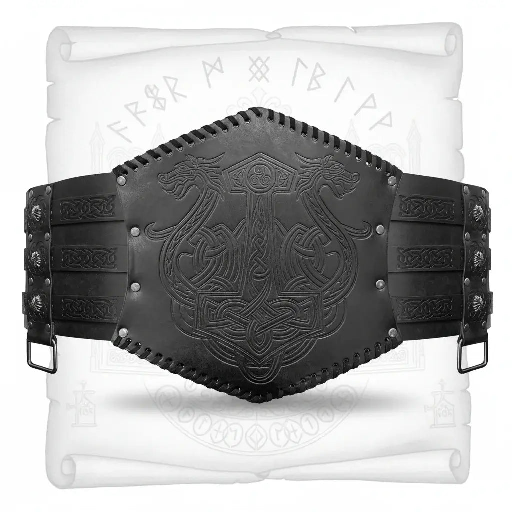 Medieval Viking Wear Wide PU Leather Belt Armor Costume Heavy Embossed Waistband