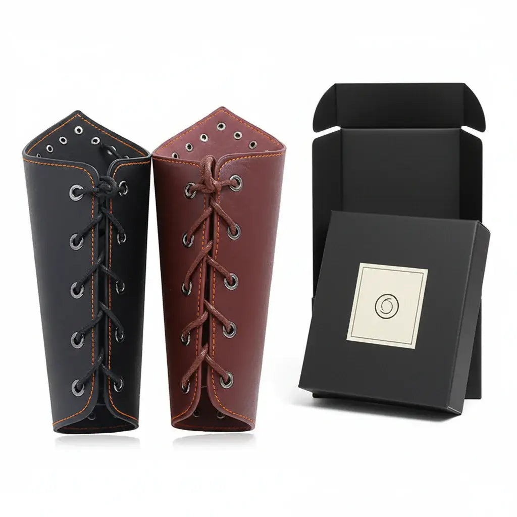 Medieval Viking Wear Wide PU Leather Bracer Cuff Bracelet Men Handwoven Arm Guard