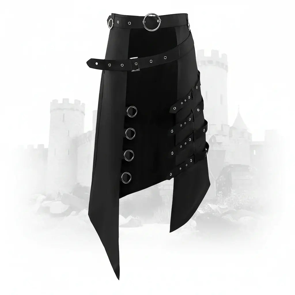 Men's Gothic Punk Kilt Skirt Medieval Roman Warrior Leather Belt Black Cosplay Costume