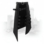 Men's Gothic Punk Kilt Skirt Medieval Roman Warrior Leather Belt Black Cosplay Costume
