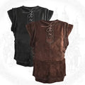 Men's Medieval Punk Vest Viking Archer Cosplay Chest Armor Suede LARP Halloween Costume