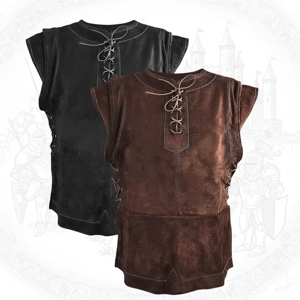 Men's Medieval Punk Vest Viking Archer Cosplay Chest Armor Suede LARP Halloween Costume
