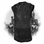 Men's Medieval Punk Vest Viking Archer Cosplay Chest Armor Suede LARP Halloween Costume
