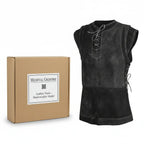 Men's Medieval Punk Vest Viking Archer Cosplay Chest Armor Suede LARP Halloween Costume