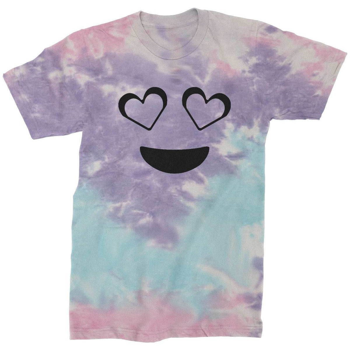 Emoticon Heart Eyes Smile Face Mens T-shirt - Tie-Dye Cotton Candy / Mens Small