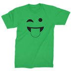 Emoticon Tongue Hanging Out Smile Face Mens T-shirt - Kelly Green / Mens Small