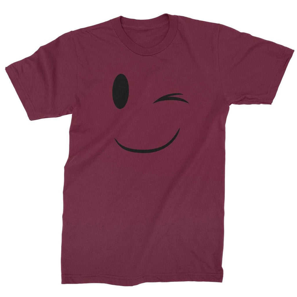 Emoticon Winking Smile Face Mens T-shirt - Maroon / Mens Small