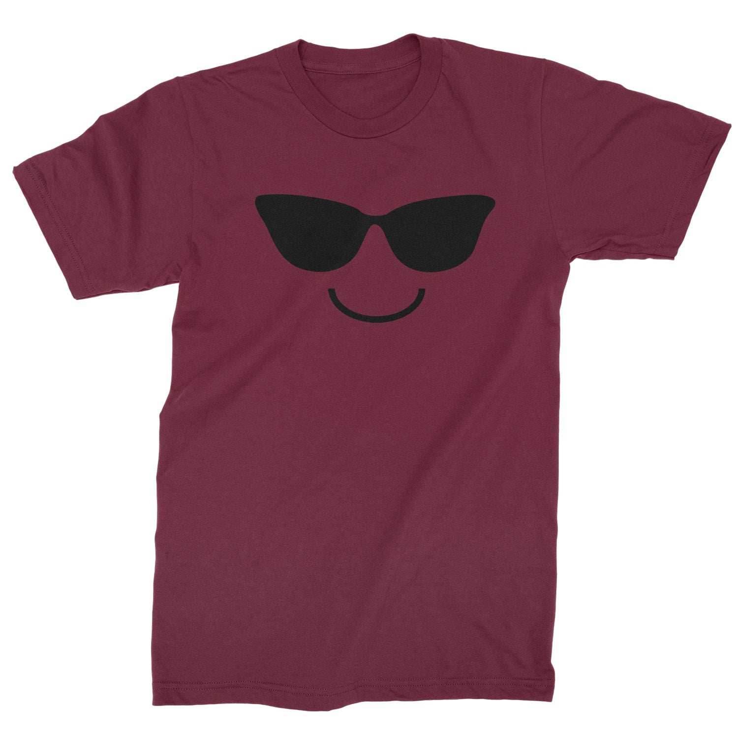 Emoticon Sunglasses Smile Face Mens T-shirt - Maroon / Mens Small