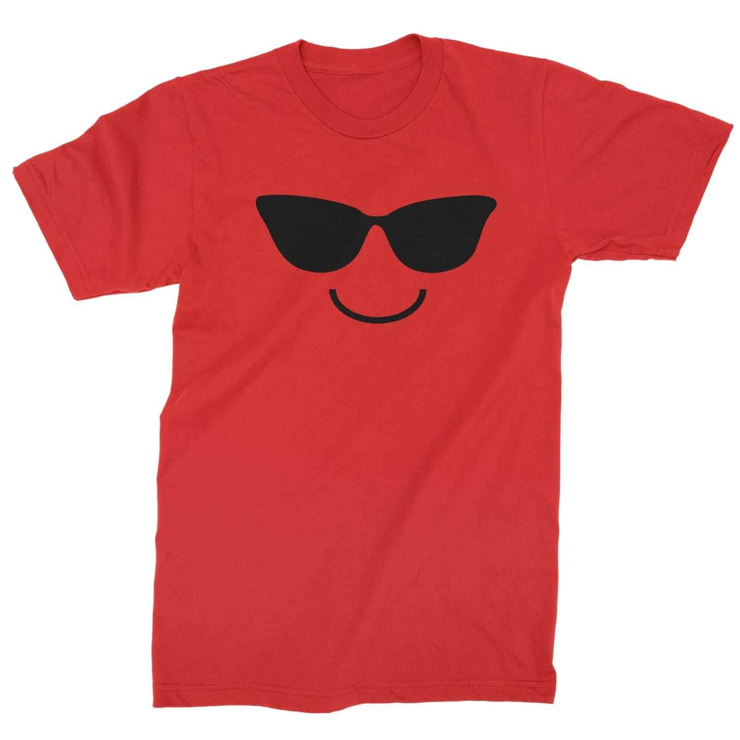 Emoticon Sunglasses Smile Face Mens T-shirt - Red / Mens Small