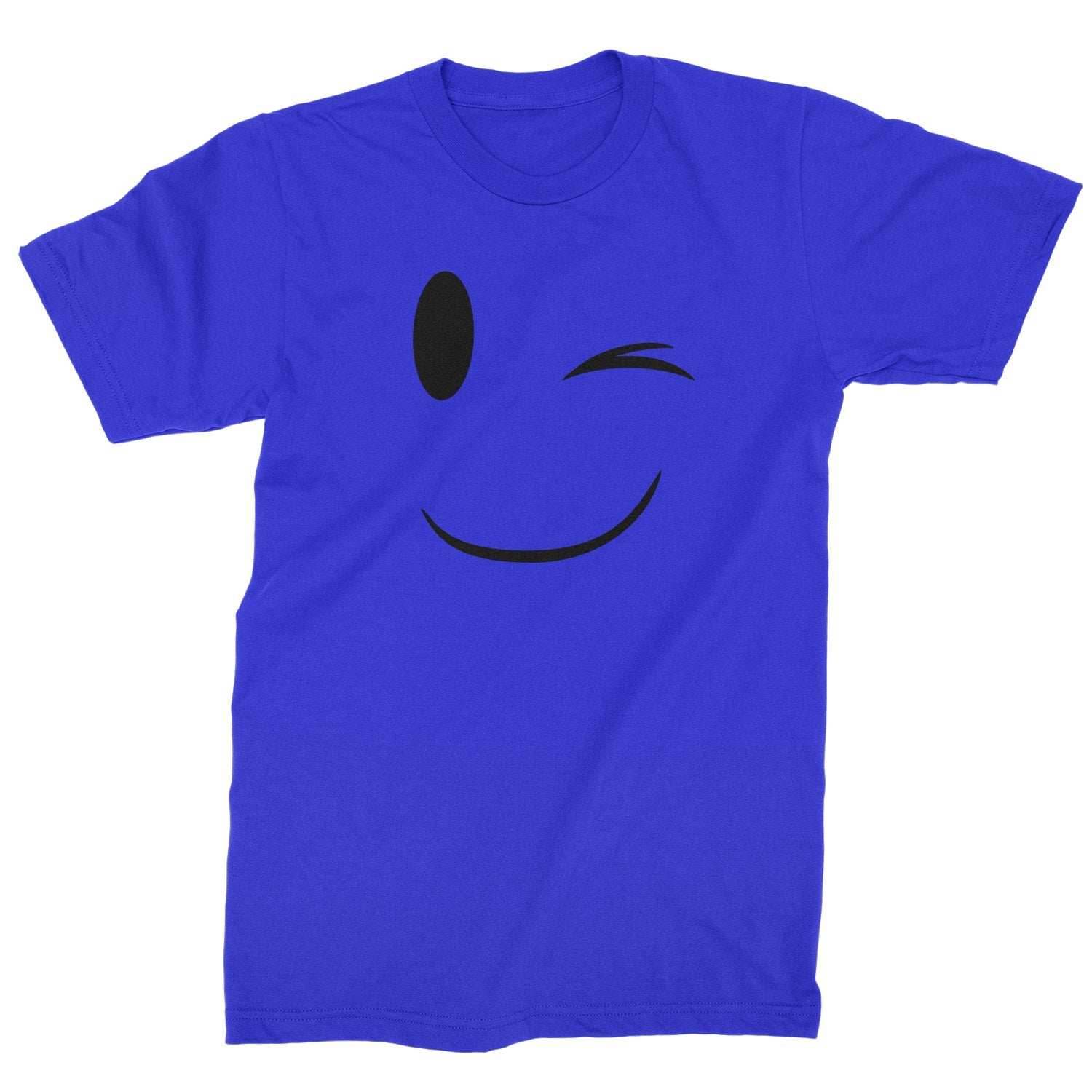 Emoticon Winking Smile Face Mens T-shirt - Royal Blue / Mens Small