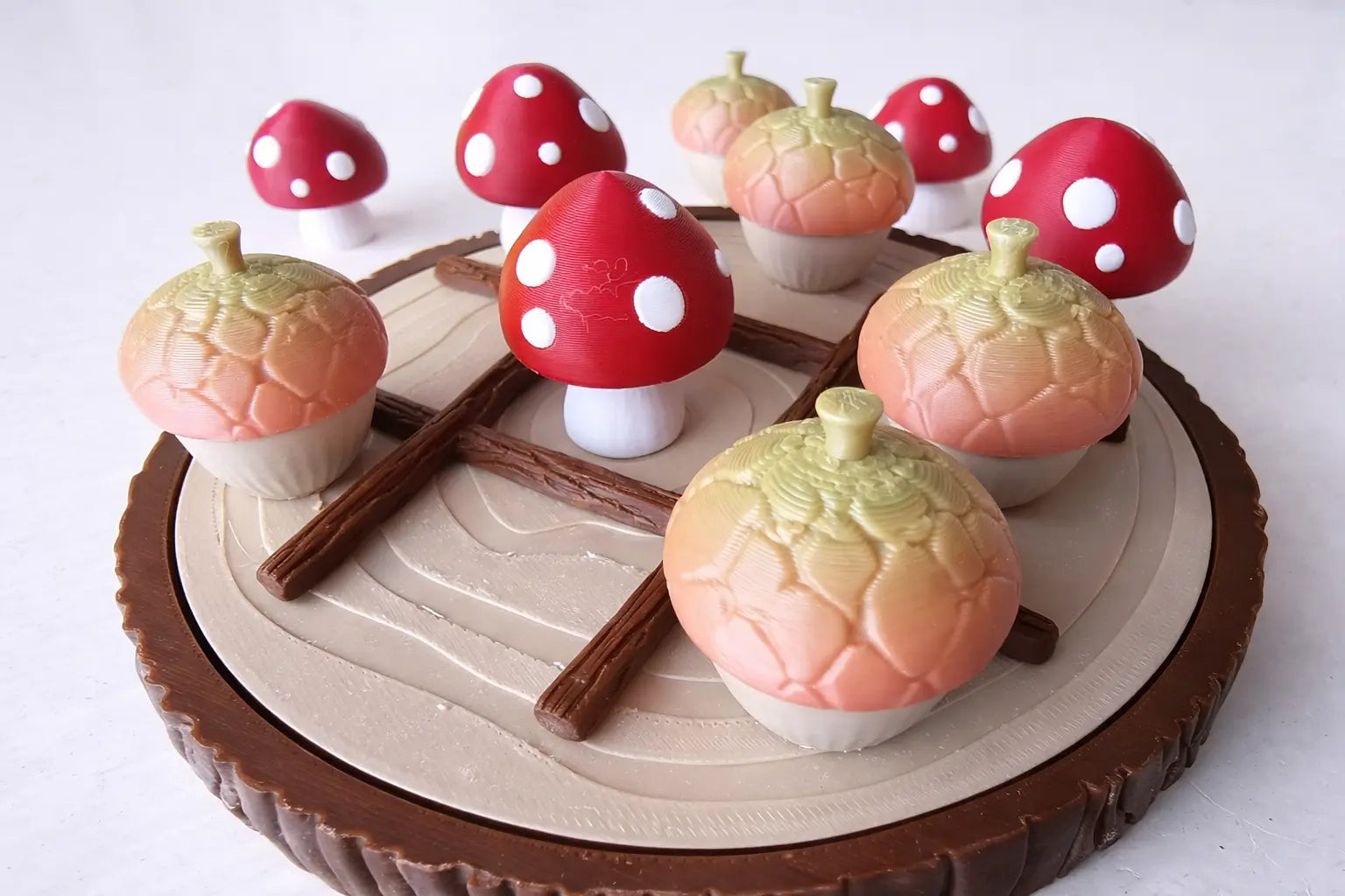 Mushroom Tic Tac Toe Game — Woodland Board Game | 3D Printed