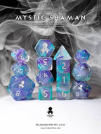 Kraken Dice Mystic 14pc Polyhedral Dice Set - Mystic Shaman with Silver Ink