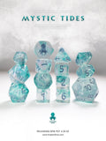 Kraken Dice Mystic 14pc Polyhedral Dice Set - Mystic Tides with Metallic Blue Ink