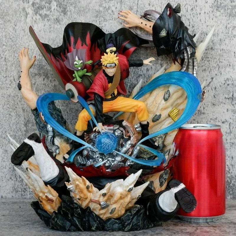 NARUTO UZUMAKI vs KAKUZU LED Anime Figurines, Naruto Shippuden Akatsuki vs Sage Mode Rasenshuriken 28 CM