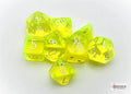 Translucent Polyhedral Neon Yellow/white 7-Die Set (with bonus die) - 