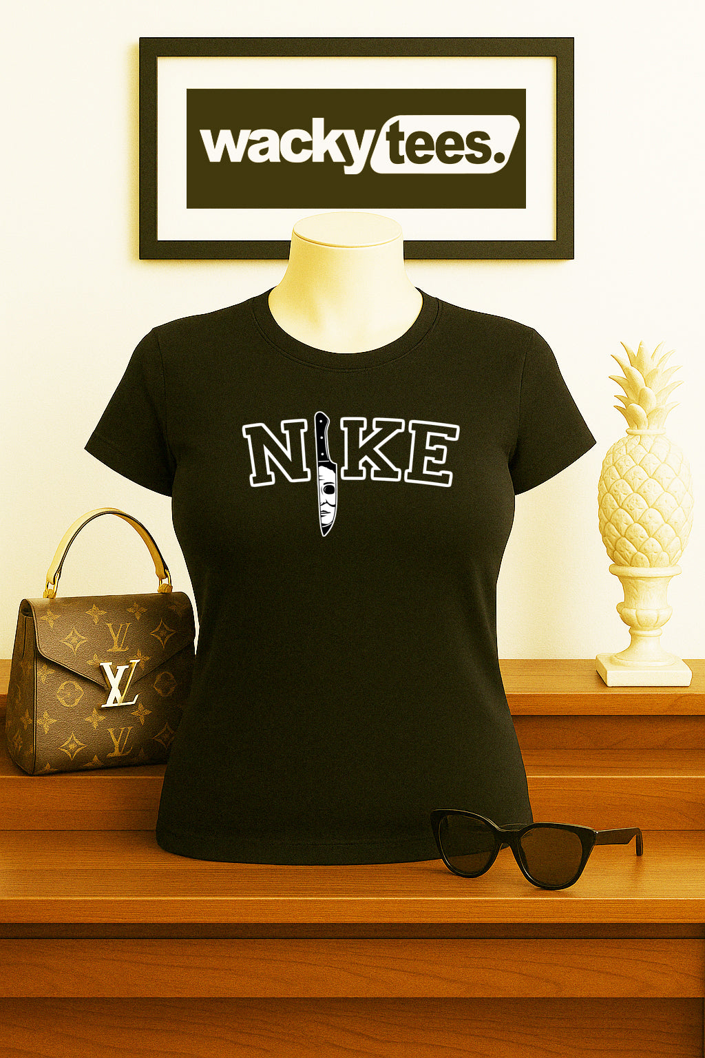 N!KE Michael Myers Knife Horror Terror Halloween Graphic Tee Shirt