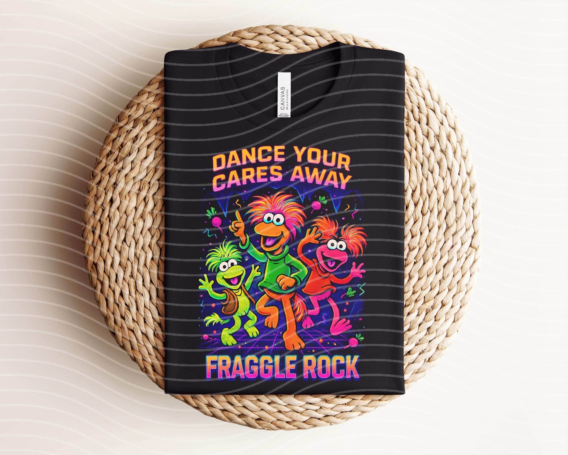 Dance Your Cares Away Neon Graphic Tee - S