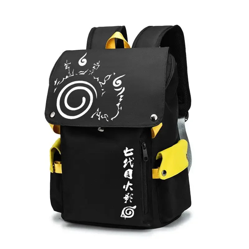 Naruto Anime Backpack, Includes Pencil Case and External Charging Port, Uzumaki Akatsuki School Students Schoolbag Leisure Computer Bag