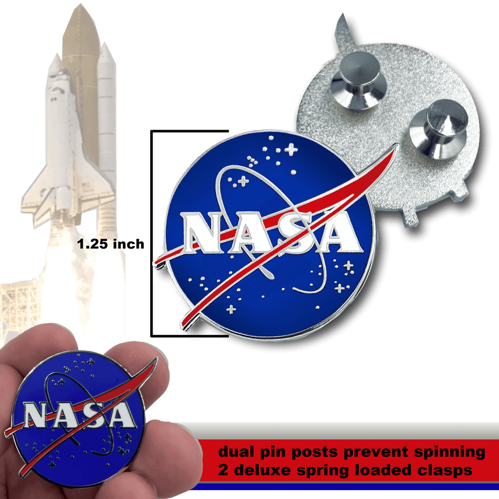 CC-008 NASA Pin with dual pin posts and deluxe pin clasps - 