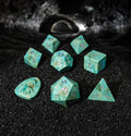 Kraken Dice - Reconstituted Green Turquoise Semi-Precious 8 pc Glass Dice Set - 