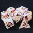Nezha Themed White Resin Dice Set with Gold Numbers