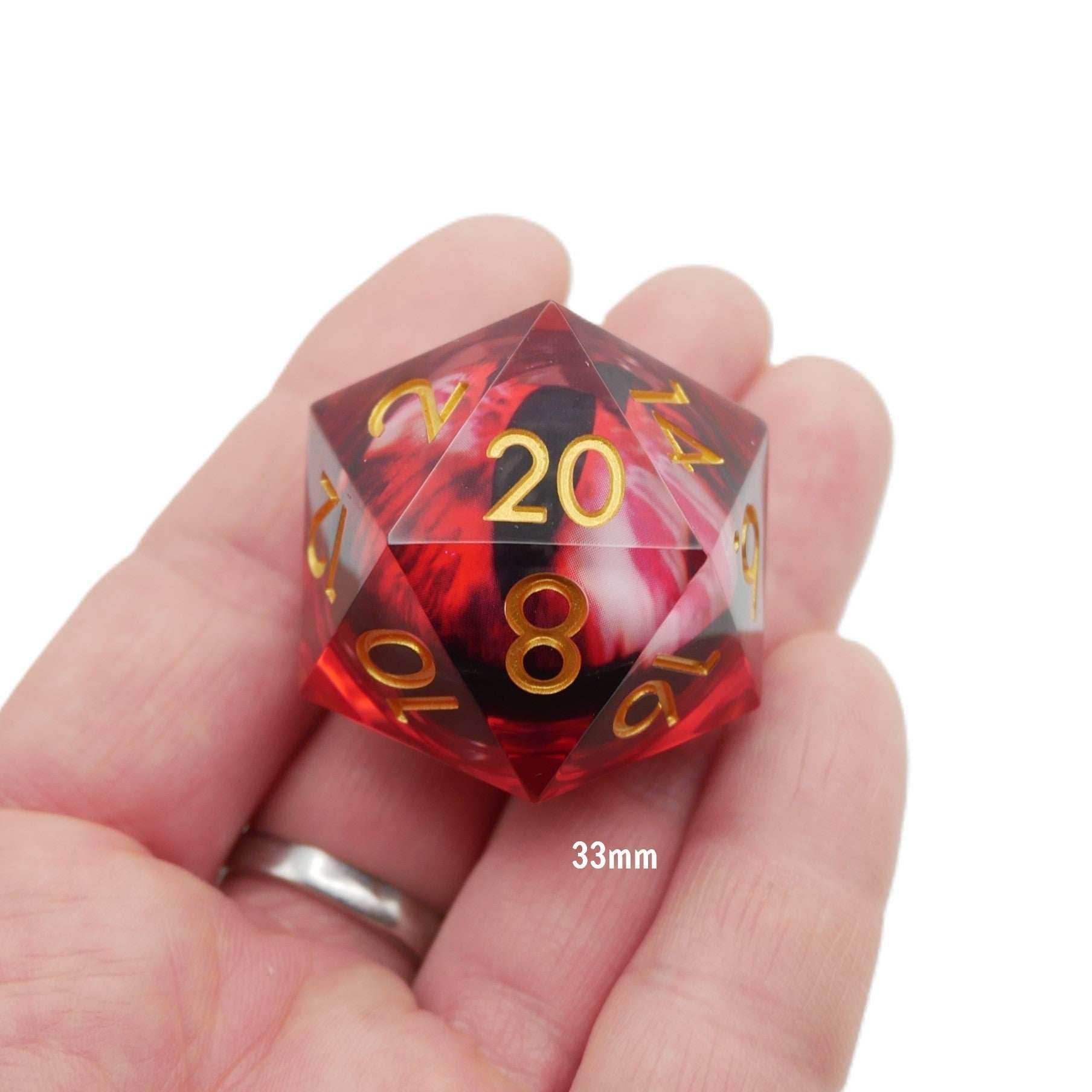 Nosferatu's Eye - Giant D20 Moving Eye DnD Dice | Acrylic RPG Gaming Dice - 33mm Chonk