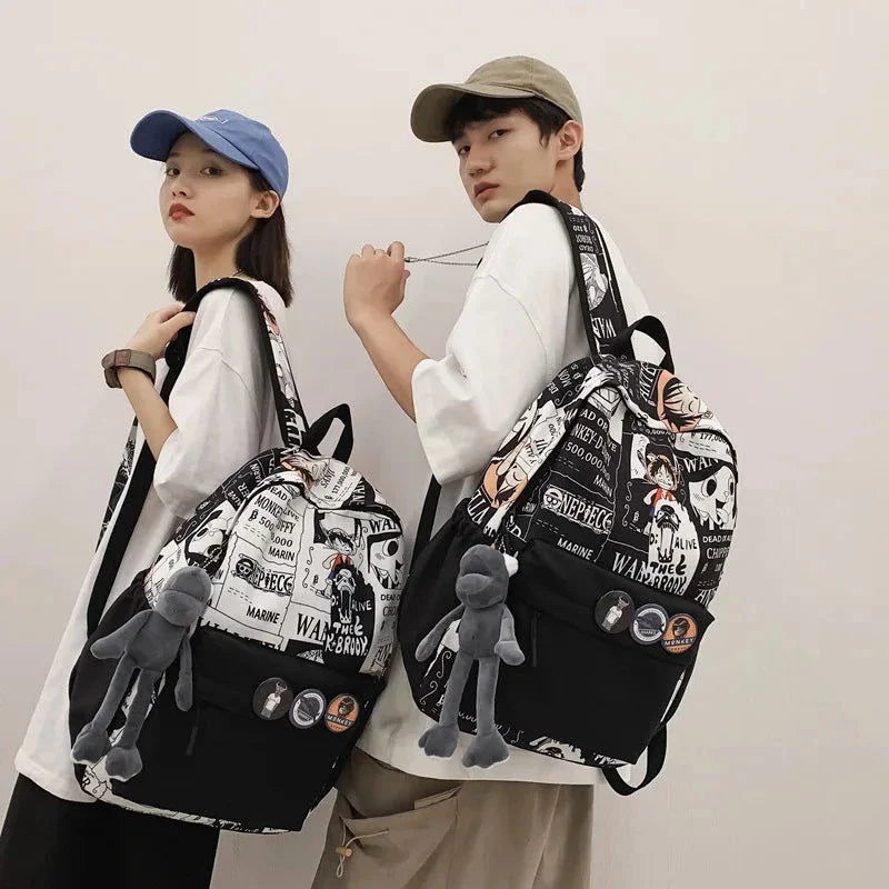 One Piece Luffy Printing Backpack Bags Anime School Bag Student Schoolbag For Men and Women