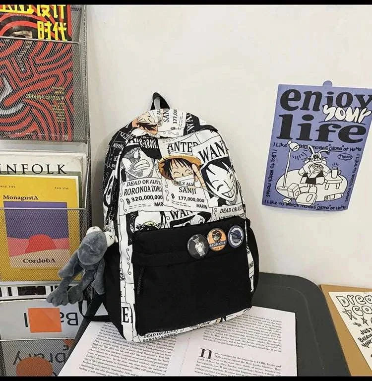 One Piece Luffy Printing Backpack Bags Anime School Bag Student Schoolbag For Men and Women