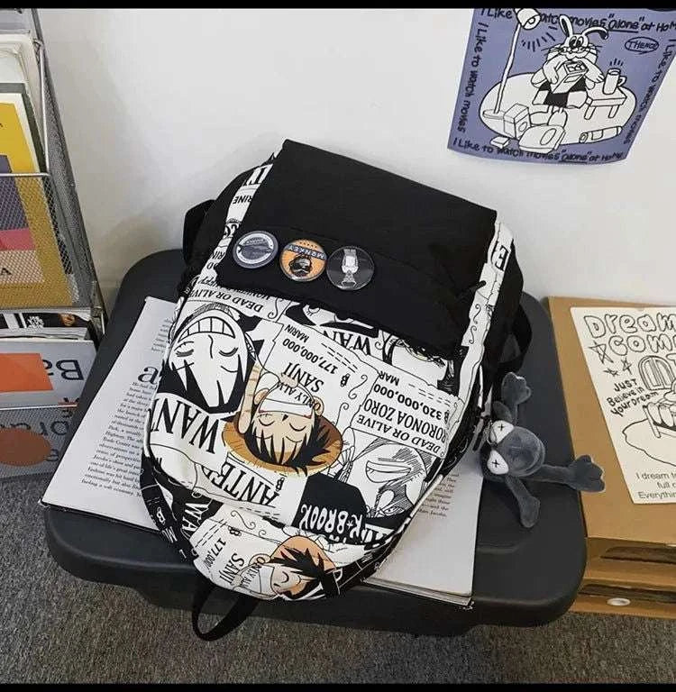 One Piece Luffy Printing Backpack Bags Anime School Bag Student Schoolbag For Men and Women