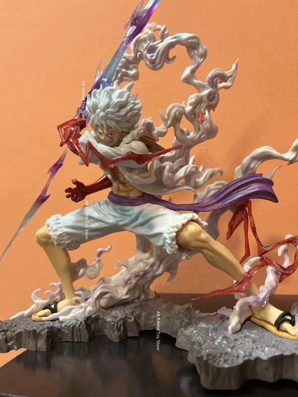One Piece Nika Luffy Figure Luffy Sun God Gear 5 Anime Figurines With Light Ball 28 cm