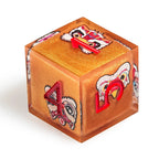 Oriental Lion Orange Resin DND Dice Set