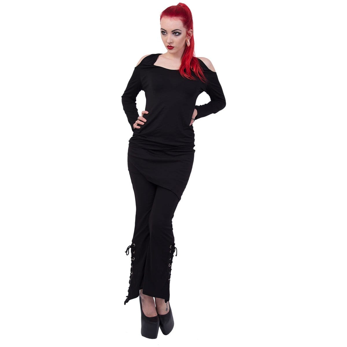 URBAN FASHION - 2in1 Boot-Cut Leggings with Micro Slant Skirt