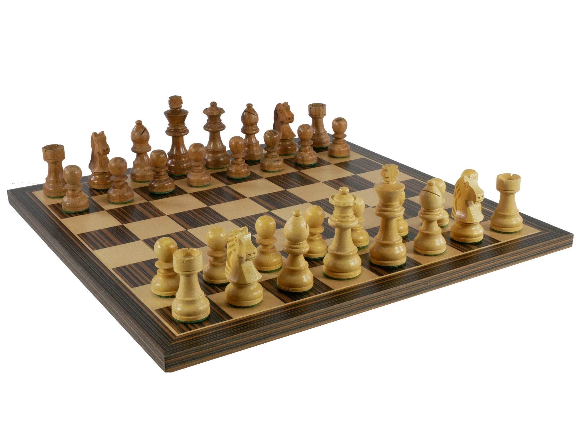 Chess Set - Sheesham/Boxwood German Knight on Ebony/Maple Chess Board - 