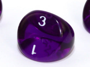 Translucent Polyhedral Purple/white d3 | PT0307 | 3-Sided Dice (sold per die)