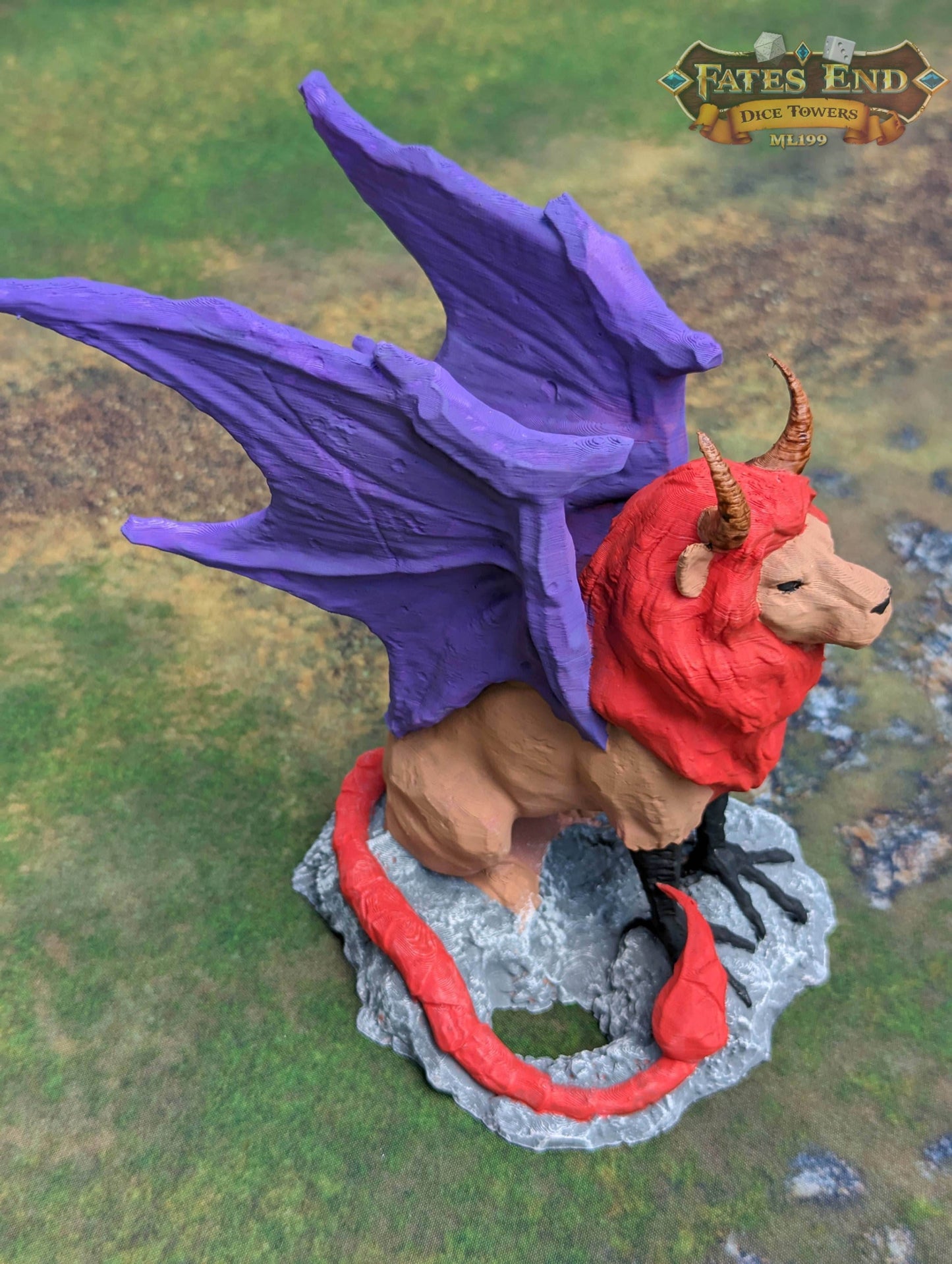 Manticore 3D Printed Dice Tower - Fate's End Collection - Embark on a journey of adventure! - Black / Yes- Include Random Dice Set