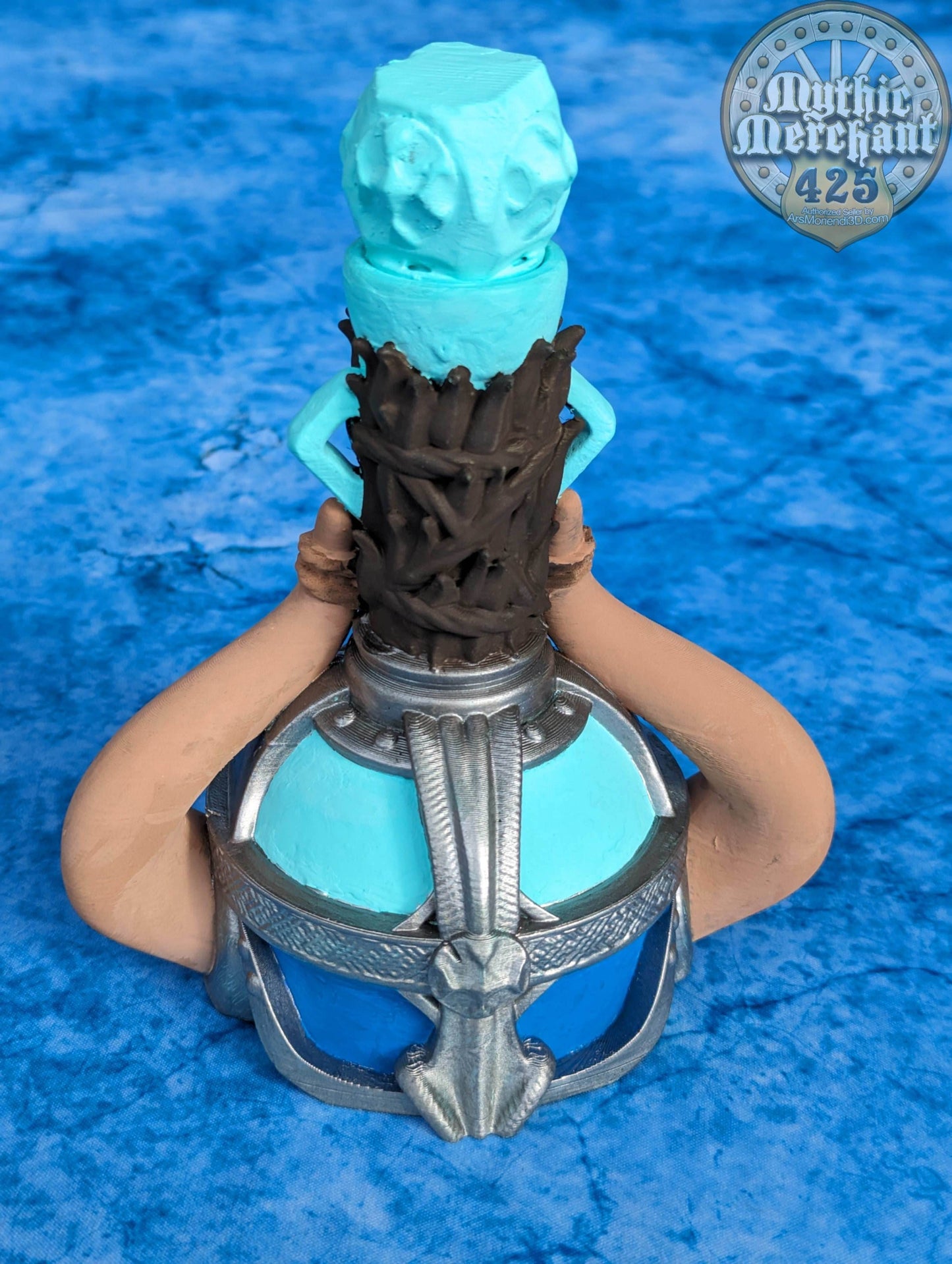 Frost Giant's Strength Potion 3D Printed Dice Jail | RPG Dice Vault | D20 Storage Box | Wargaming - Player Gift - Embrace Icy Power! - Black / Yes- Include Random Dice Set