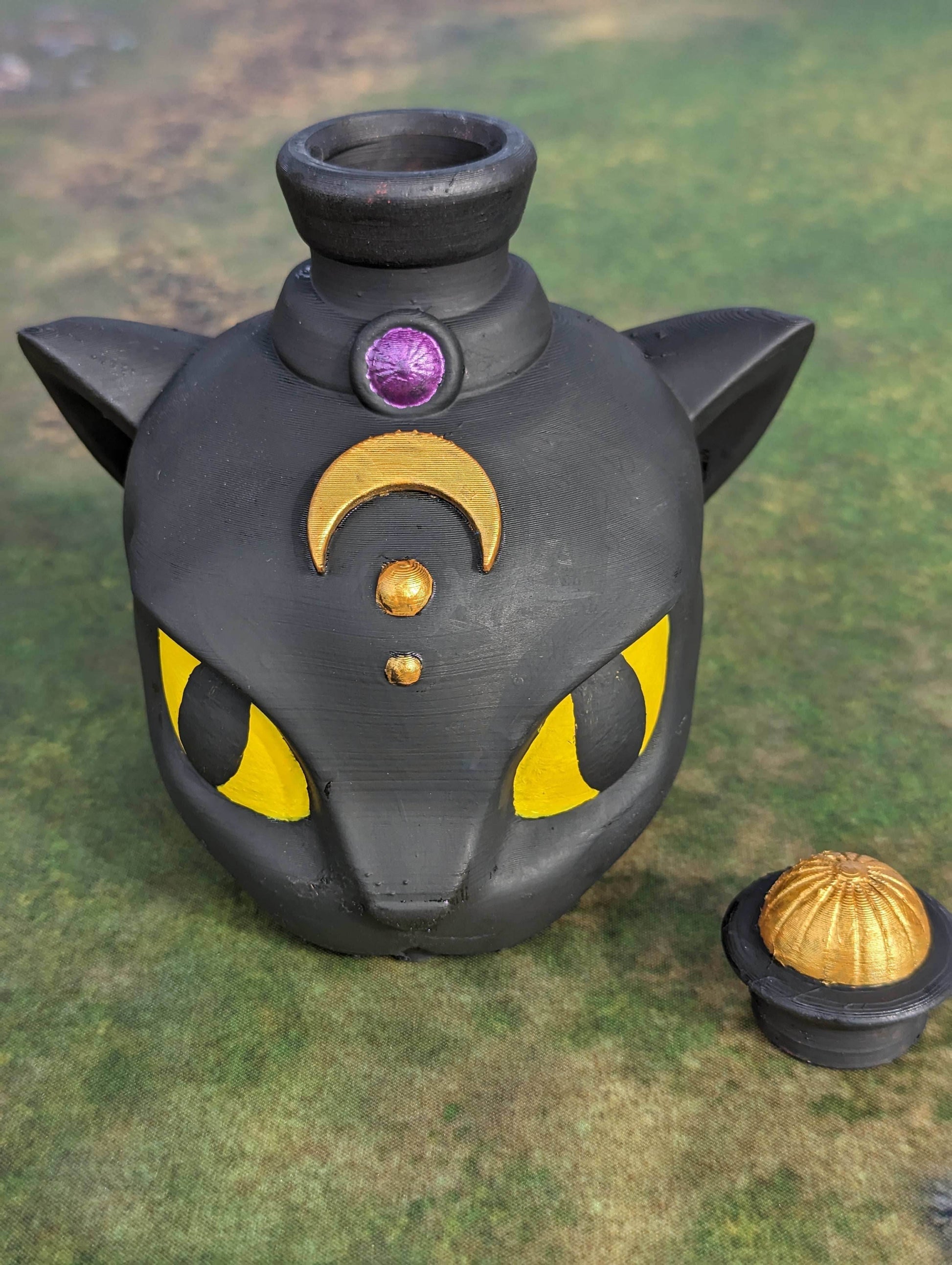 Darkvision - Cat's Agility Potion 3D Printed Dice Jail | RPG Dice Vault | D20 Storage Box | Player Gift - Enhance Nighttime Adventures! - Black / Yes- Include Random Dice Set