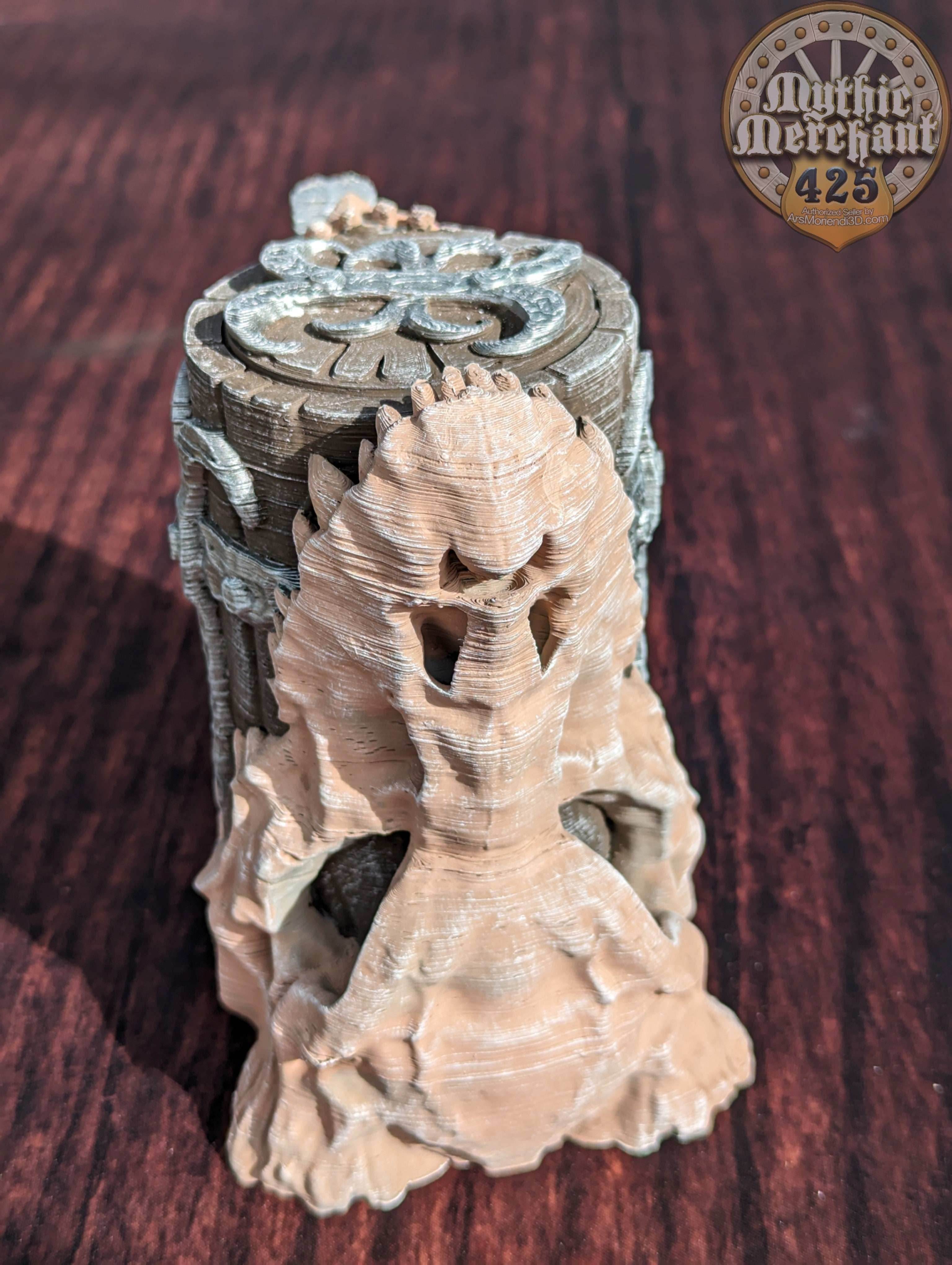 Dragon Skull 3D Printed Mythic Mug Stein | Tabletop RPG Gaming Cosplay - Dungeons and Dragon DnD D&D Wargaming | Drink Koozie - Black / Non Threaded-No Lid