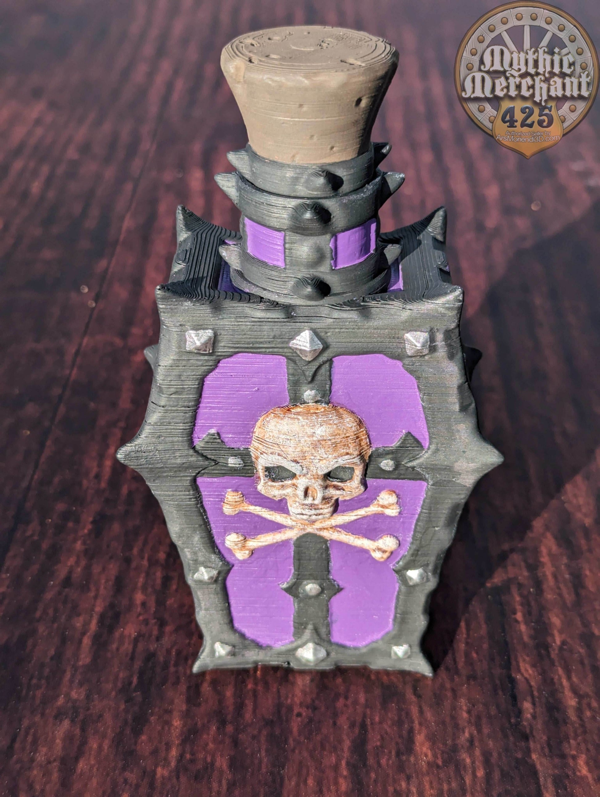 Poison Potion 3D Printed Dice Jail | RPG Dice Vault | D20 Storage Box | Player Gift - Safeguard Dice with a Lethal Elegance! - Black / Yes- Include Random Dice Set