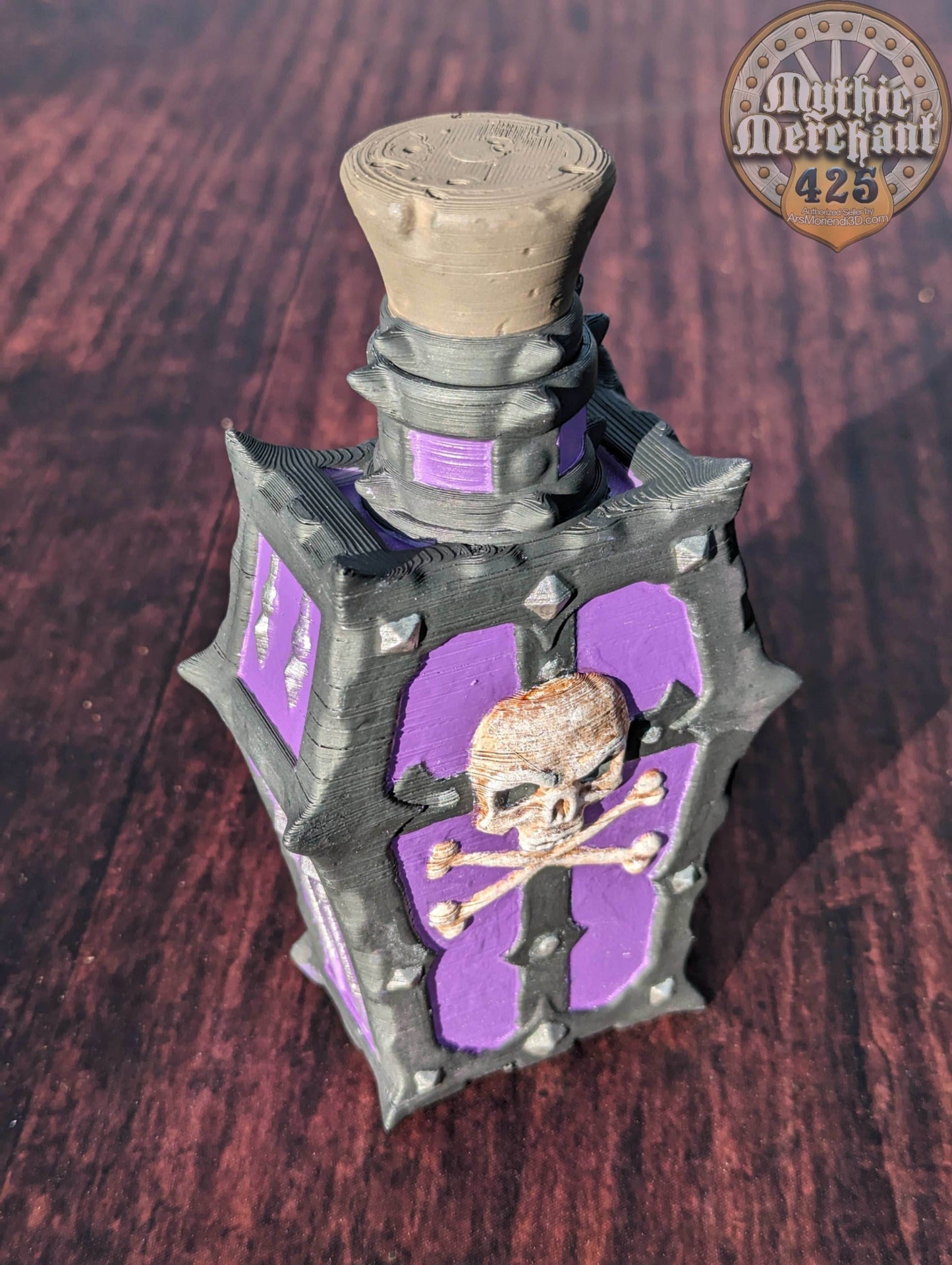 Poison Potion 3D Printed Dice Jail | RPG Dice Vault | D20 Storage Box | Player Gift - Safeguard Dice with a Lethal Elegance! - Black / Yes- Include Random Dice Set