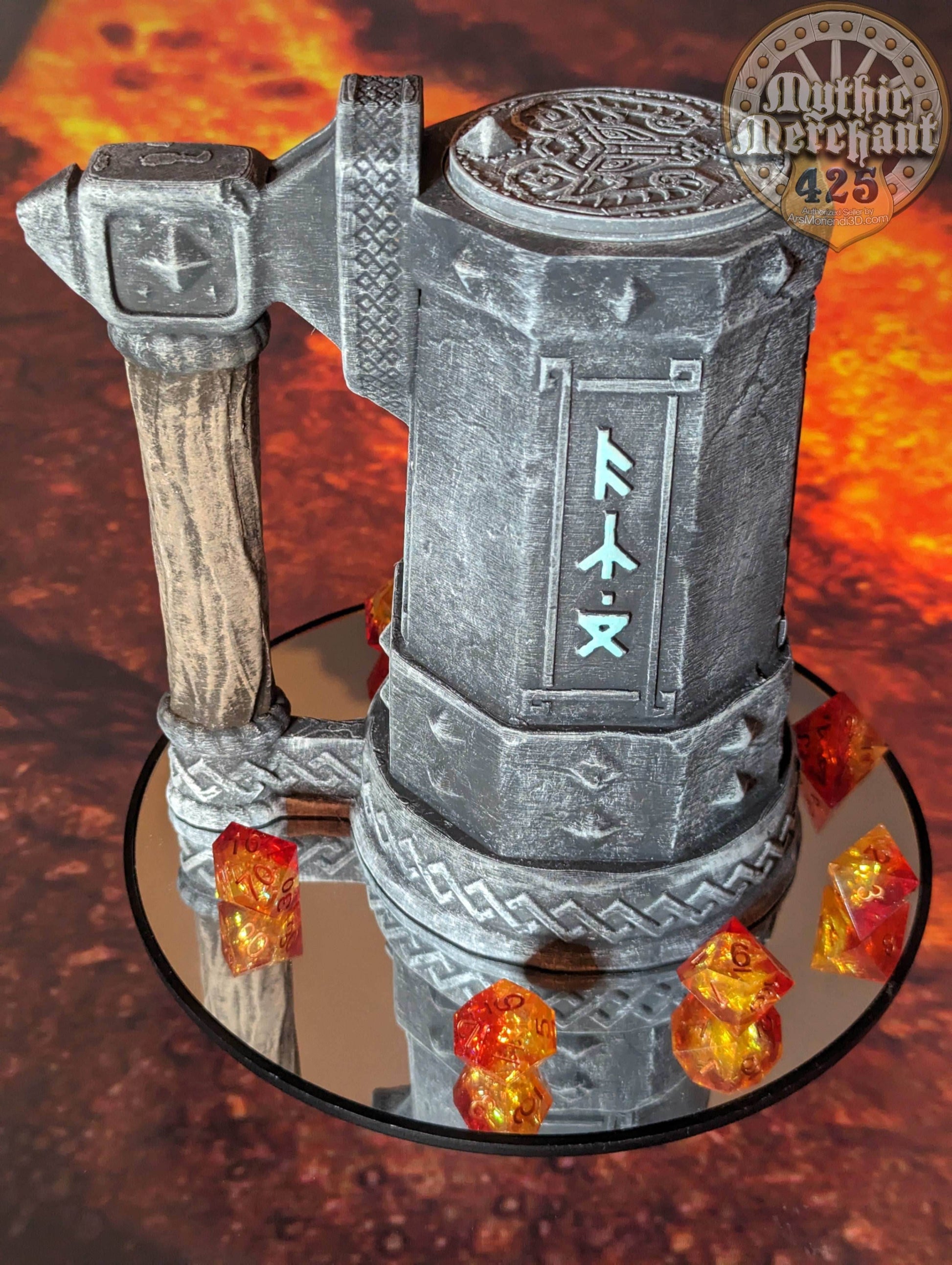 Dwarven 3D Printed Mythic Mug Drink Koozie | Dwarf Dice Vault | Mug Stein | Tabletop RPG Gaming Cosplay - Dungeons and Dragon DnD Wargaming - Black / Non Threaded-No Lid