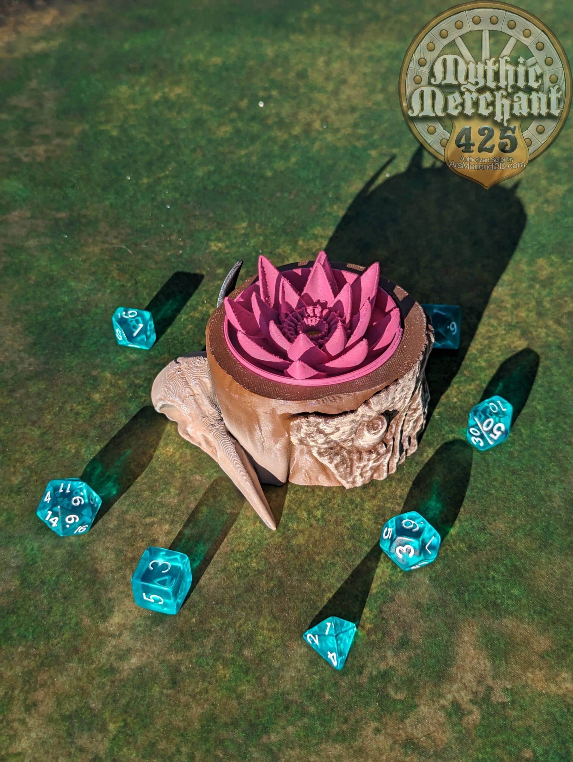 Druid Class 3D Printed Dice Storage Box | Dice Vault | Dice Jail | Tabletop RPG Gaming Cosplay - Dungeons and Dragon DnD D&D Wargaming - Black / Yes- Include Random Dice Set