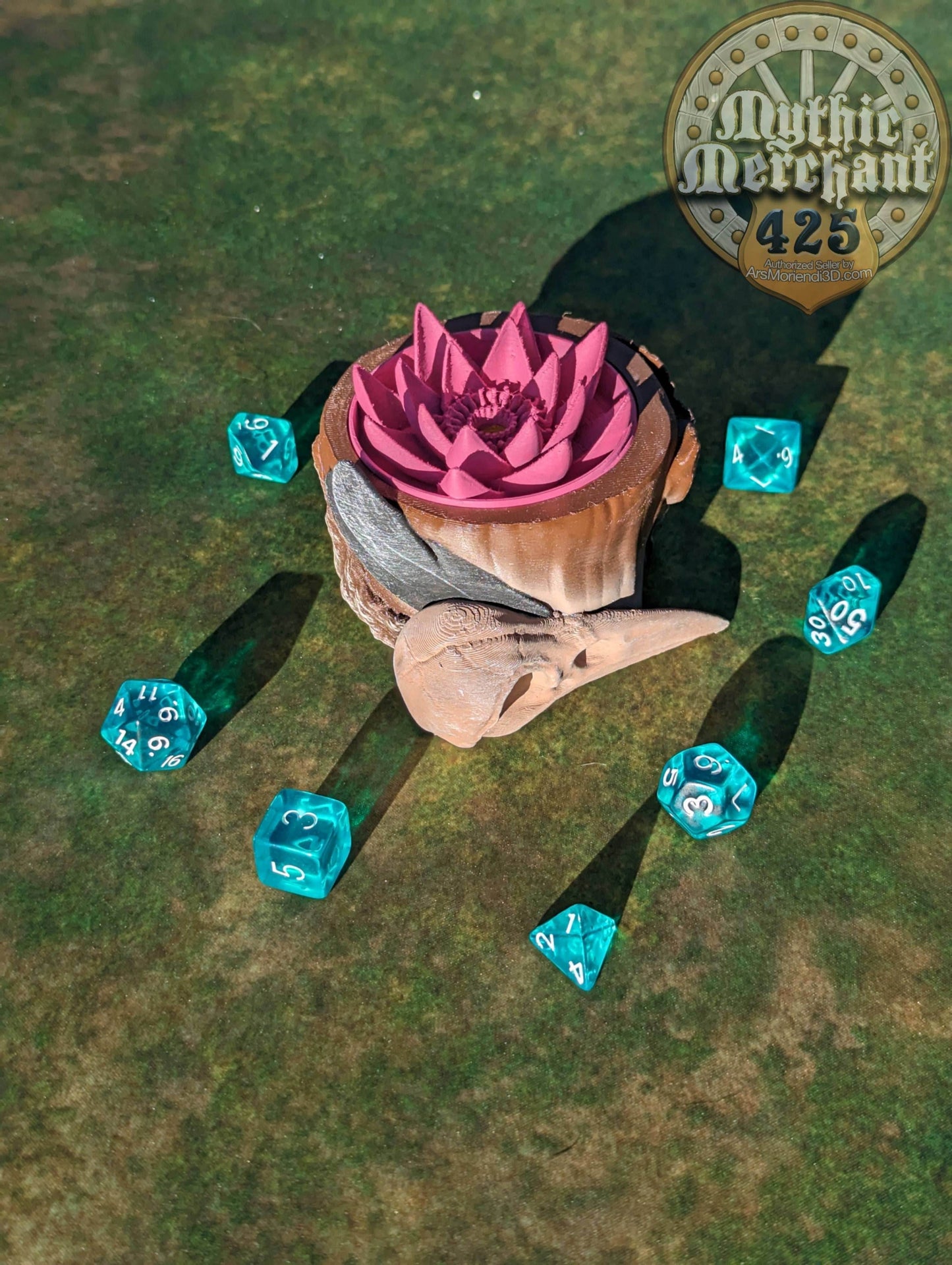 Druid Class 3D Printed Dice Storage Box | Dice Vault | Dice Jail | Tabletop RPG Gaming Cosplay - Dungeons and Dragon DnD D&D Wargaming - Black / Yes- Include Random Dice Set