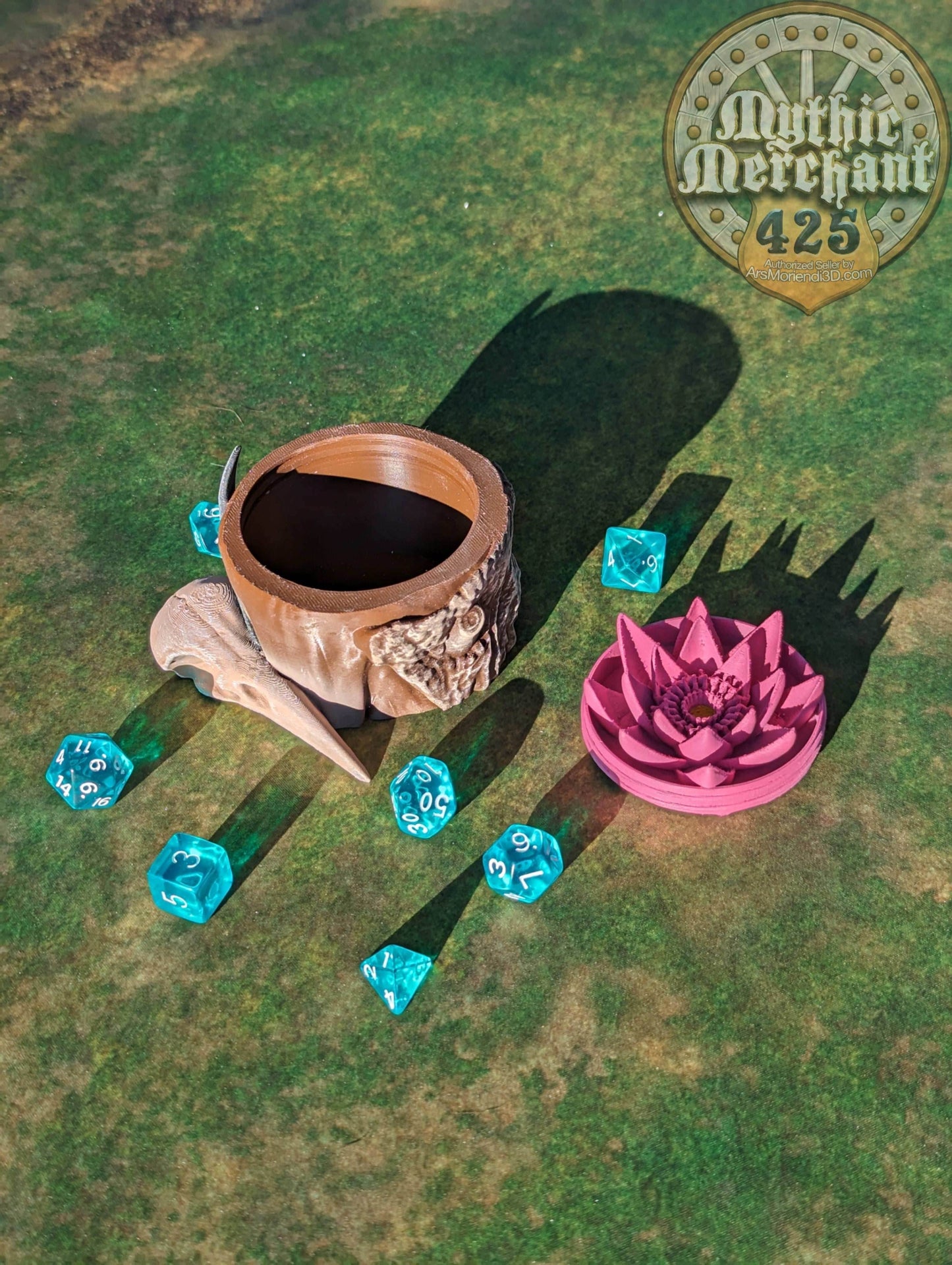 Druid Class 3D Printed Dice Storage Box | Dice Vault | Dice Jail | Tabletop RPG Gaming Cosplay - Dungeons and Dragon DnD D&D Wargaming - Black / Yes- Include Random Dice Set