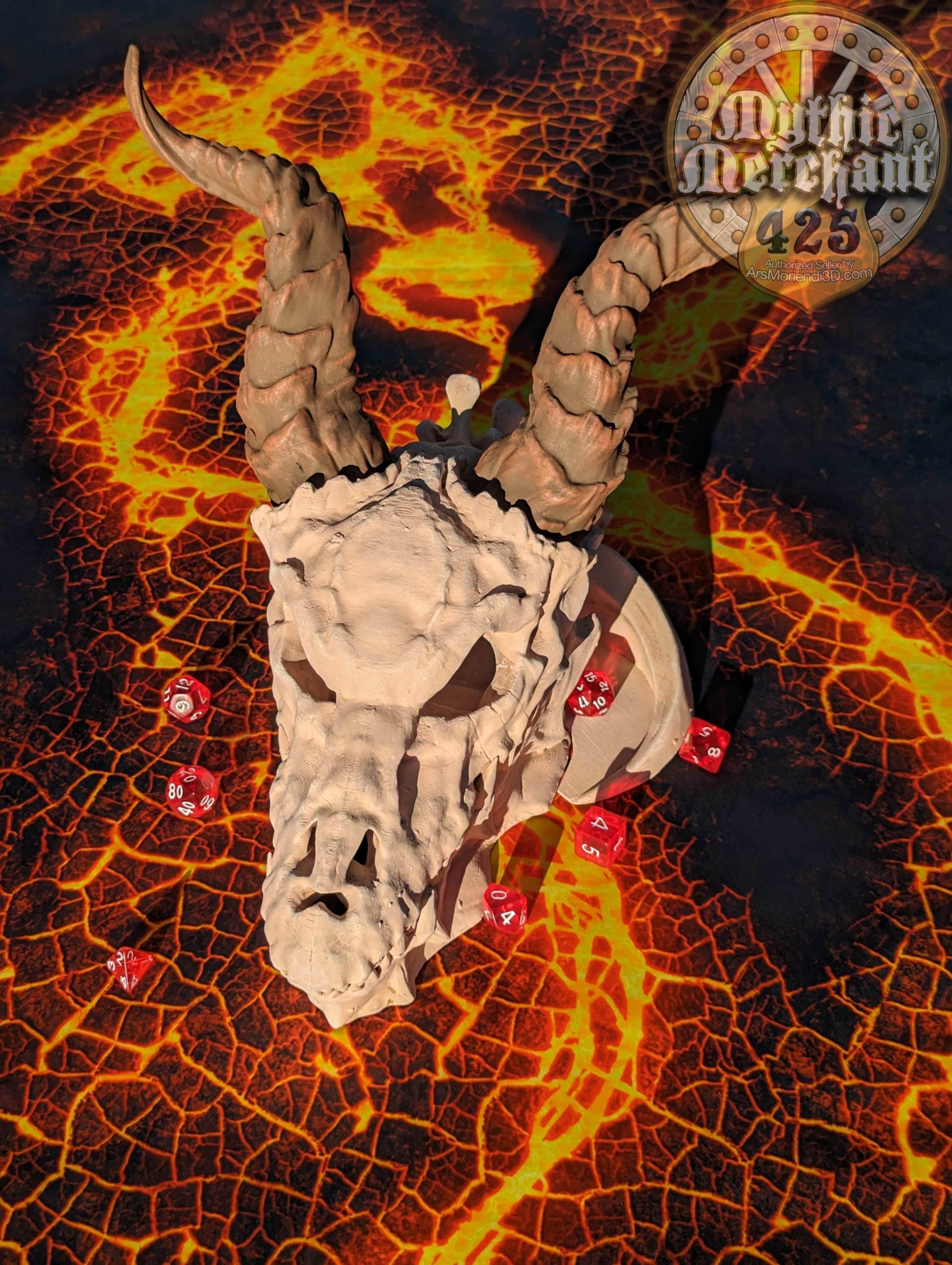 Dragon Skull 3D Printed Dice Tower - Mythic Roll Collection by Unchained Games | Dice Tray | D20 Dice Vault - Unearth Power Within the Skull - Black / Yes- Include Random Dice Set