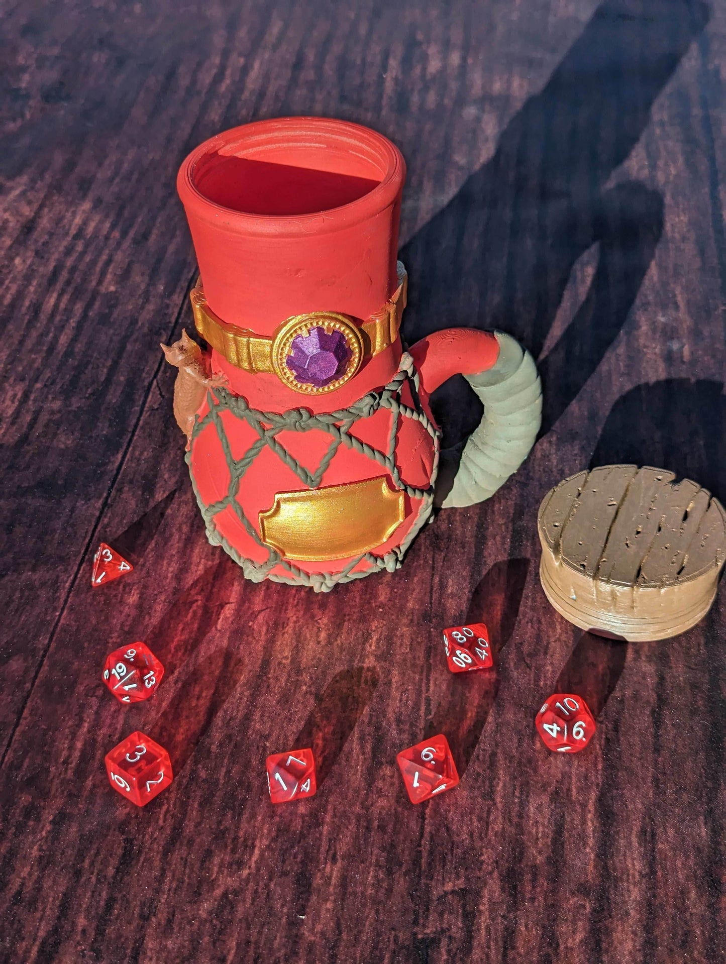 Wizard 3D Printed Mythic Mug Dice Vault & DnD Can Holder- Mythic Mugs- Ars Moriendi 3D - Unlock Arcane Wonders! - Black / Non Threaded-No Lid
