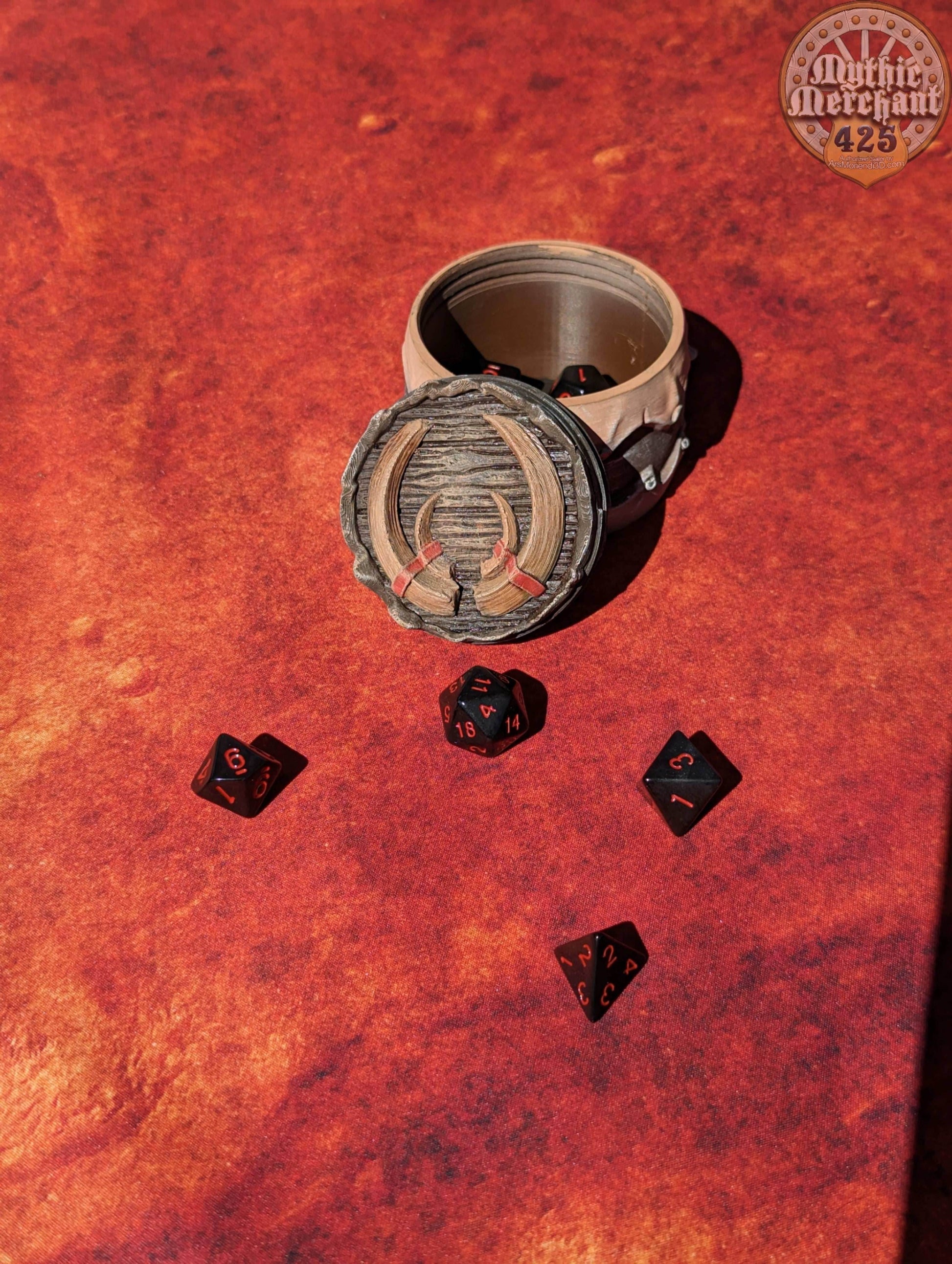 Barbarian 3D Printed D20 Dice Vault | Table Coaster & Dice Jail | DnD Player Gift | Mythic Mugs by Ars Moriendi 3D - Unleash the fury! - Black / Yes- Include Random Dice Set