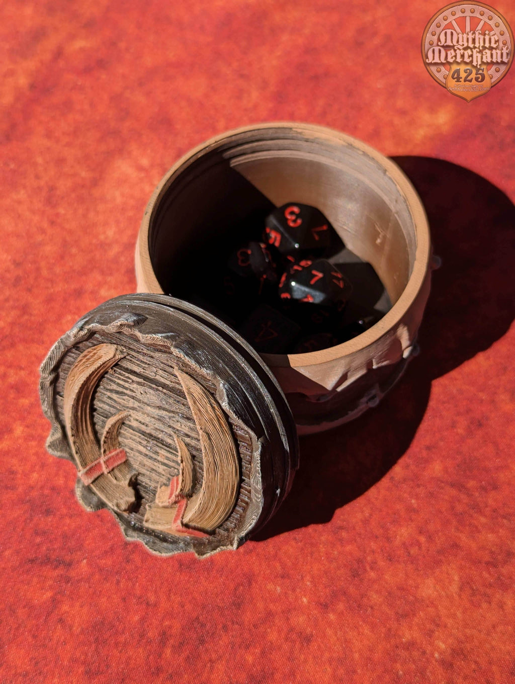 Barbarian 3D Printed D20 Dice Vault | Table Coaster & Dice Jail | DnD Player Gift | Mythic Mugs by Ars Moriendi 3D - Unleash the fury! - Black / Yes- Include Random Dice Set