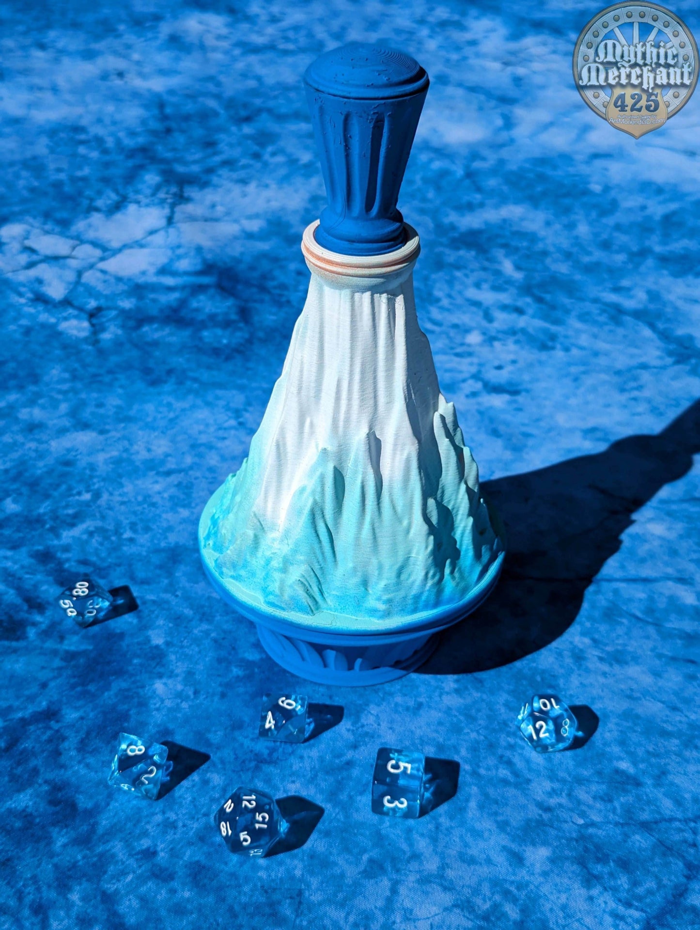 Cloud Giant's Strength Potion 3D Printed Dice Jail | RPG Dice Vault | D20 Storage Box | Wargaming - Player Gift - Unleash Mighty Rolls! - Black / Yes- Include Random Dice Set